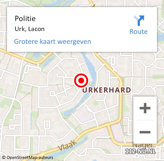 Locatie op kaart van de 112 melding: Politie Urk, Lacon op 30 maart 2018 19:25