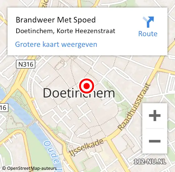 Locatie op kaart van de 112 melding: Brandweer Met Spoed Naar Doetinchem, Korte Heezenstraat op 30 maart 2018 19:29