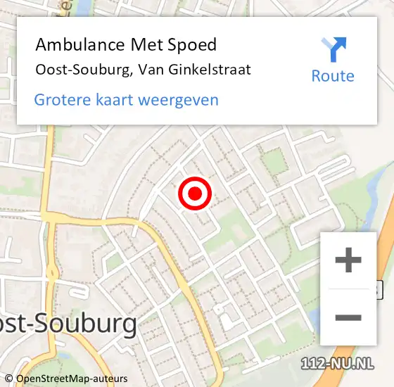 Locatie op kaart van de 112 melding: Ambulance Met Spoed Naar Oost-Souburg, Van Ginkelstraat op 30 maart 2018 19:33