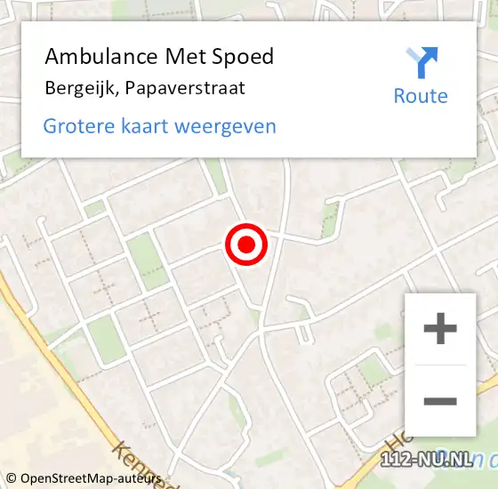 Locatie op kaart van de 112 melding: Ambulance Met Spoed Naar Bergeijk, Papaverstraat op 30 maart 2018 19:39