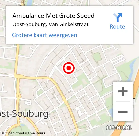 Locatie op kaart van de 112 melding: Ambulance Met Grote Spoed Naar Oost-Souburg, Van Ginkelstraat op 30 maart 2018 19:41