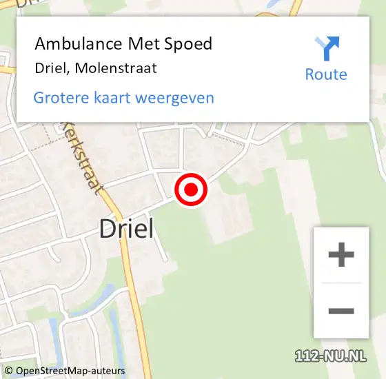 Locatie op kaart van de 112 melding: Ambulance Met Spoed Naar Driel, Molenstraat op 30 maart 2018 20:24