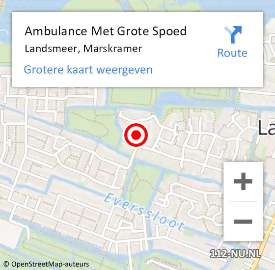 Locatie op kaart van de 112 melding: Ambulance Met Grote Spoed Naar Landsmeer, Marskramer op 30 maart 2018 20:46