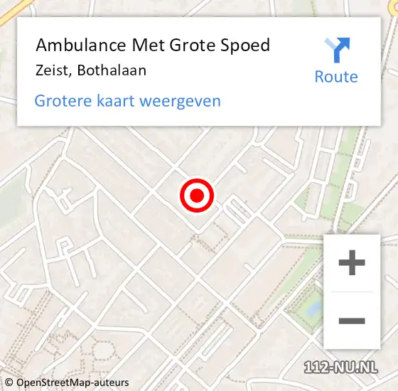 Locatie op kaart van de 112 melding: Ambulance Met Grote Spoed Naar Zeist, Bothalaan op 30 maart 2018 21:58