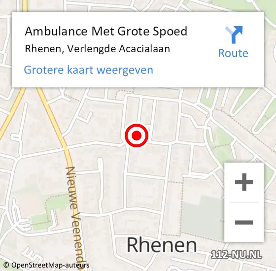 Locatie op kaart van de 112 melding: Ambulance Met Grote Spoed Naar Rhenen, Verlengde Acacialaan op 31 maart 2018 00:10