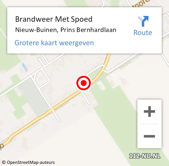 Locatie op kaart van de 112 melding: Brandweer Met Spoed Naar Nieuw-Buinen, Prins Bernhardlaan op 31 maart 2018 01:54