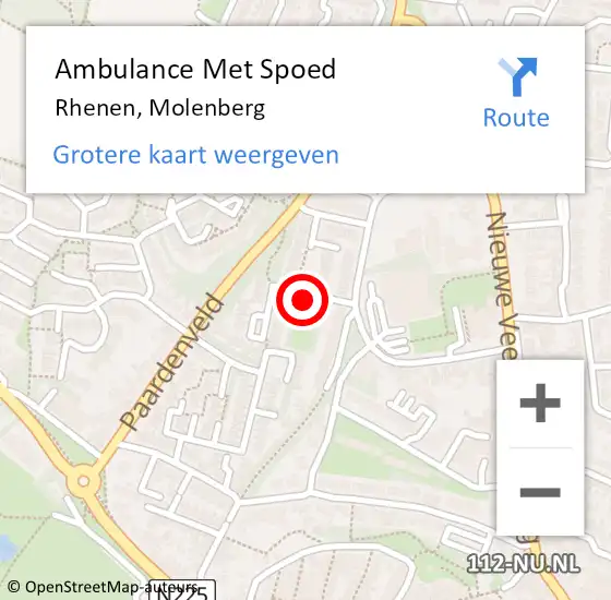 Locatie op kaart van de 112 melding: Ambulance Met Spoed Naar Rhenen, Molenberg op 31 maart 2018 01:56