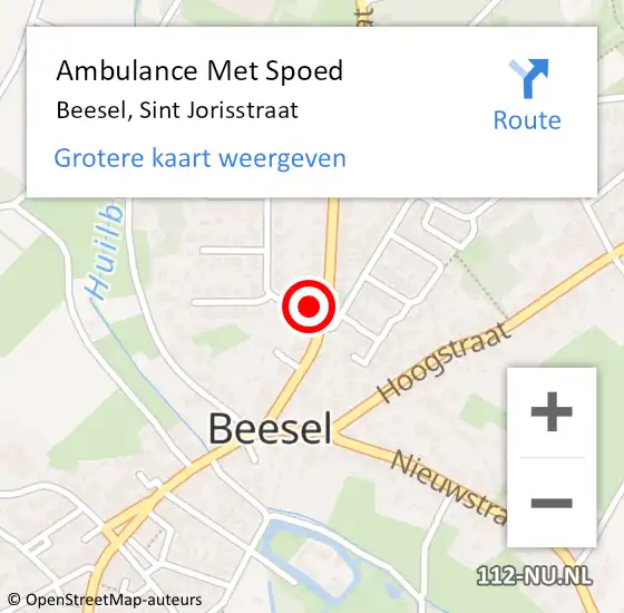 Locatie op kaart van de 112 melding: Ambulance Met Spoed Naar Beesel, Sint Jorisstraat op 31 maart 2018 02:25