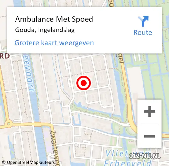 Locatie op kaart van de 112 melding: Ambulance Met Spoed Naar Gouda, Ingelandslag op 31 maart 2018 03:19