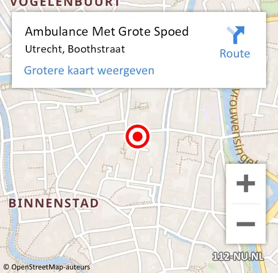 Locatie op kaart van de 112 melding: Ambulance Met Grote Spoed Naar Utrecht, Boothstraat op 31 maart 2018 03:26