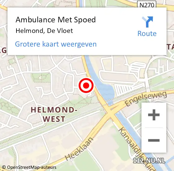 Locatie op kaart van de 112 melding: Ambulance Met Spoed Naar Helmond, De Vloet op 31 maart 2018 04:26