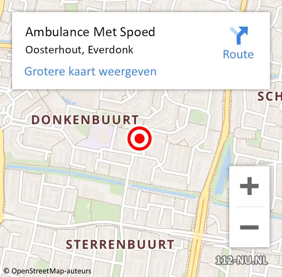 Locatie op kaart van de 112 melding: Ambulance Met Spoed Naar Oosterhout, Everdonk op 31 maart 2018 05:37