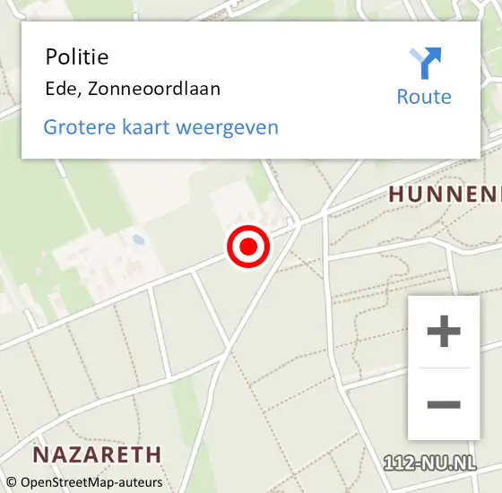 Locatie op kaart van de 112 melding: Politie Ede, Zonneoordlaan op 31 maart 2018 05:43