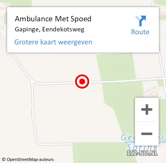 Locatie op kaart van de 112 melding: Ambulance Met Spoed Naar Gapinge, Eendekotsweg op 31 maart 2018 05:45