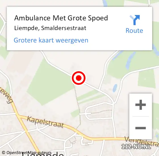 Locatie op kaart van de 112 melding: Ambulance Met Grote Spoed Naar Liempde, Smaldersestraat op 31 maart 2018 06:03