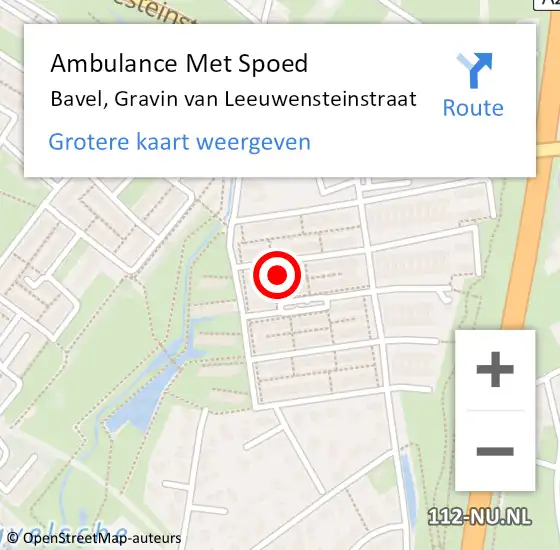 Locatie op kaart van de 112 melding: Ambulance Met Spoed Naar Bavel, Gravin van Leeuwensteinstraat op 31 maart 2018 08:13