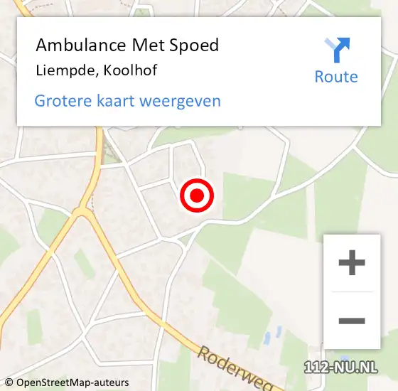 Locatie op kaart van de 112 melding: Ambulance Met Spoed Naar Liempde, Koolhof op 31 maart 2018 08:21