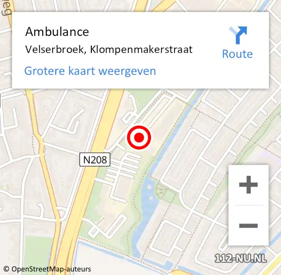 Locatie op kaart van de 112 melding: Ambulance Velserbroek, Klompenmakerstraat op 31 maart 2018 08:46