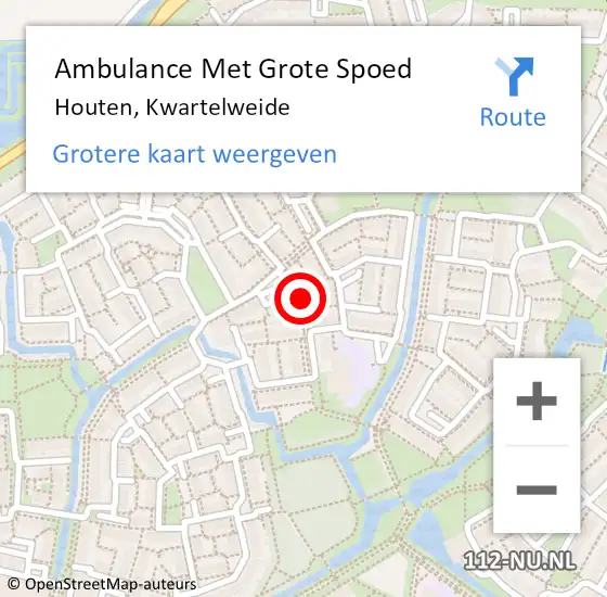 Locatie op kaart van de 112 melding: Ambulance Met Grote Spoed Naar Houten, Kwartelweide op 31 maart 2018 09:20