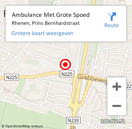 Locatie op kaart van de 112 melding: Ambulance Met Grote Spoed Naar Rhenen, Prins Bernhardstraat op 31 maart 2018 09:51