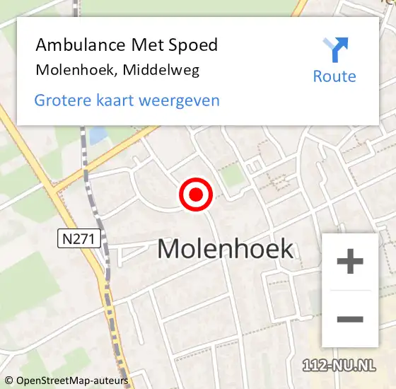 Locatie op kaart van de 112 melding: Ambulance Met Spoed Naar Molenhoek, Middelweg op 31 maart 2018 10:04