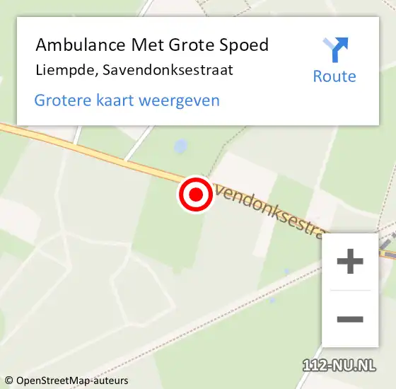 Locatie op kaart van de 112 melding: Ambulance Met Grote Spoed Naar Liempde, Savendonksestraat op 31 maart 2018 10:12