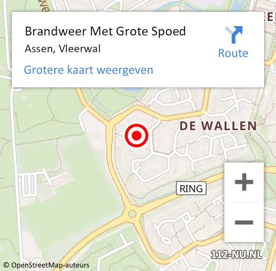 Locatie op kaart van de 112 melding: Brandweer Met Grote Spoed Naar Assen, Vleerwal op 31 maart 2018 10:21