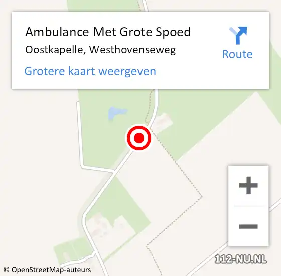 Locatie op kaart van de 112 melding: Ambulance Met Grote Spoed Naar Oostkapelle, Westhovenseweg op 31 maart 2018 12:15
