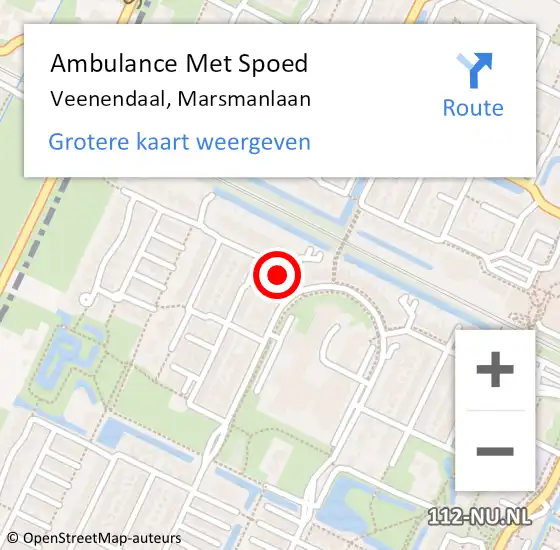 Locatie op kaart van de 112 melding: Ambulance Met Spoed Naar Veenendaal, Marsmanlaan op 31 maart 2018 12:29