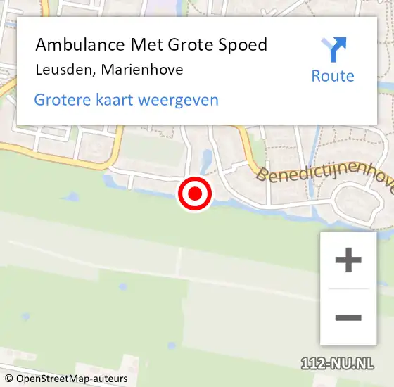 Locatie op kaart van de 112 melding: Ambulance Met Grote Spoed Naar Leusden, Marienhove op 31 maart 2018 12:30