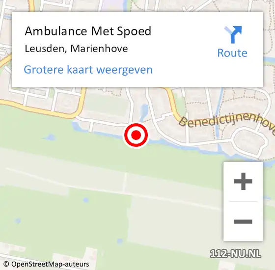 Locatie op kaart van de 112 melding: Ambulance Met Spoed Naar Leusden, Marienhove op 31 maart 2018 12:49