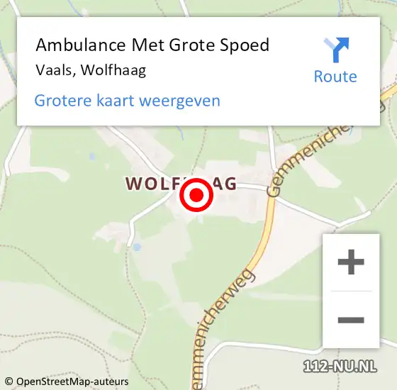 Locatie op kaart van de 112 melding: Ambulance Met Grote Spoed Naar Vaals, Wolfhaag op 20 februari 2014 18:22