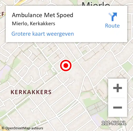 Locatie op kaart van de 112 melding: Ambulance Met Spoed Naar Mierlo, Kerkakkers op 31 maart 2018 12:57