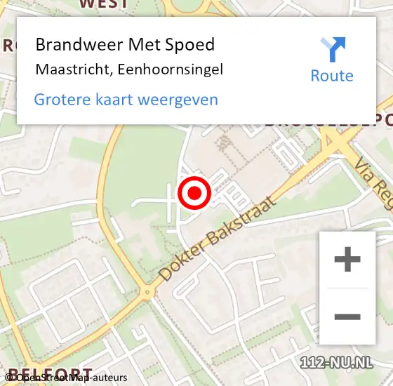 Locatie op kaart van de 112 melding: Brandweer Met Spoed Naar Maastricht, Eenhoornsingel op 31 maart 2018 13:01