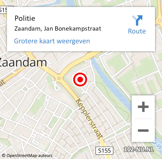 Locatie op kaart van de 112 melding: Politie Zaandam, Jan Bonekampstraat op 31 maart 2018 13:45