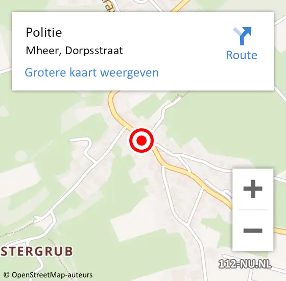 Locatie op kaart van de 112 melding: Politie Mheer, Dorpsstraat op 31 maart 2018 14:07