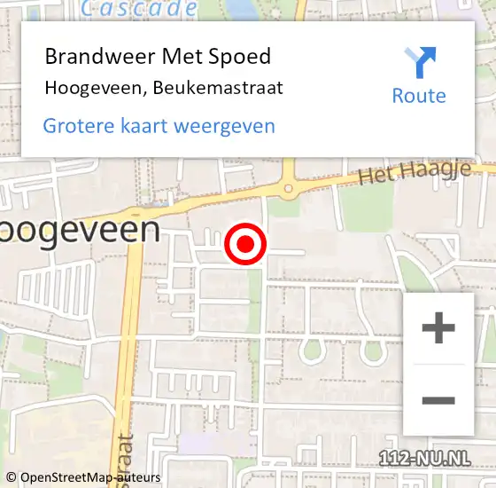 Locatie op kaart van de 112 melding: Brandweer Met Spoed Naar Hoogeveen, Beukemastraat op 31 maart 2018 14:48