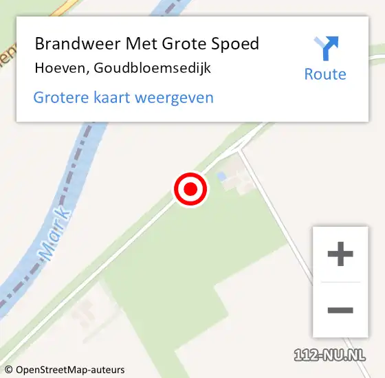 Locatie op kaart van de 112 melding: Brandweer Met Grote Spoed Naar Hoeven, Goudbloemsedijk op 31 maart 2018 14:56