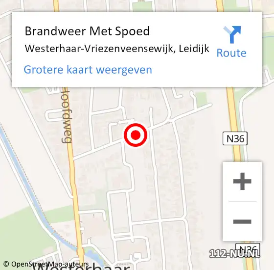 Locatie op kaart van de 112 melding: Brandweer Met Spoed Naar Westerhaar-Vriezenveensewijk, Leidijk op 31 maart 2018 14:59