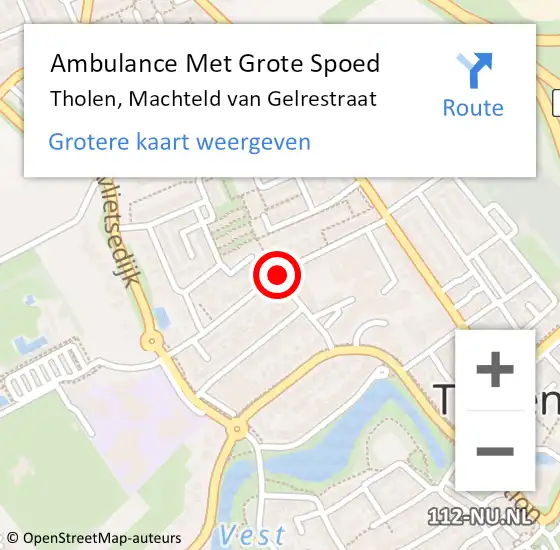 Locatie op kaart van de 112 melding: Ambulance Met Grote Spoed Naar Tholen, Machteld van Gelrestraat op 31 maart 2018 15:47