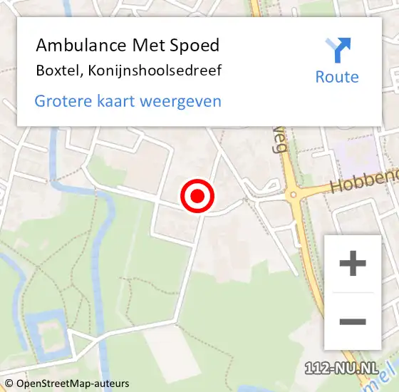 Locatie op kaart van de 112 melding: Ambulance Met Spoed Naar Boxtel, Konijnshoolsedreef op 31 maart 2018 15:53