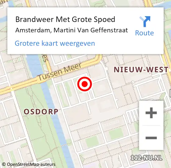 Locatie op kaart van de 112 melding: Brandweer Met Grote Spoed Naar Amsterdam, Martini Van Geffenstraat op 31 maart 2018 16:26