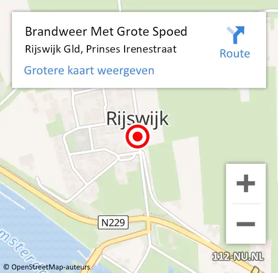 Locatie op kaart van de 112 melding: Brandweer Met Grote Spoed Naar Rijswijk Gld, Prinses Irenestraat op 31 maart 2018 16:47