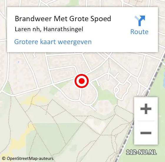 Locatie op kaart van de 112 melding: Brandweer Met Grote Spoed Naar Laren nh, Hanrathsingel op 31 maart 2018 17:18