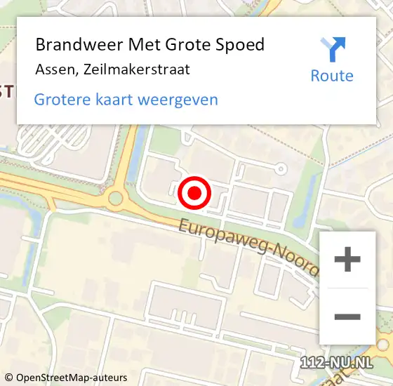 Locatie op kaart van de 112 melding: Brandweer Met Grote Spoed Naar Assen, Zeilmakerstraat op 31 maart 2018 18:00