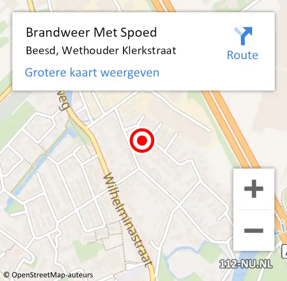 Locatie op kaart van de 112 melding: Brandweer Met Spoed Naar Beesd, Wethouder Klerkstraat op 31 maart 2018 18:00