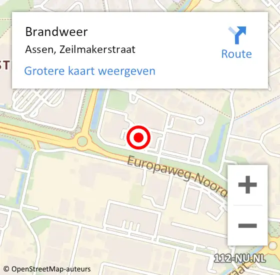 Locatie op kaart van de 112 melding: Brandweer Assen, Zeilmakerstraat op 31 maart 2018 18:05