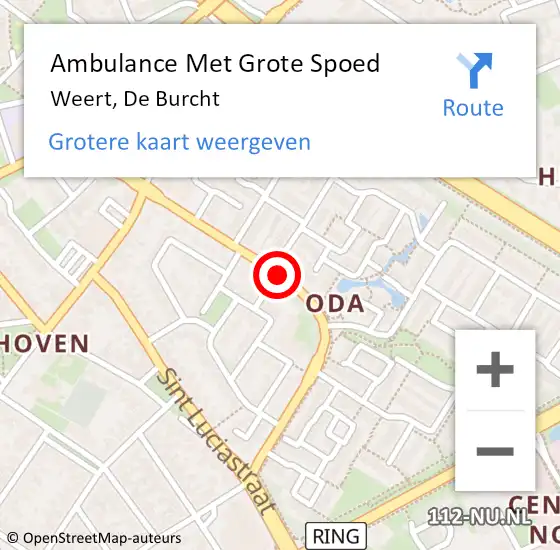 Locatie op kaart van de 112 melding: Ambulance Met Grote Spoed Naar Weert, De Burcht op 31 maart 2018 18:46