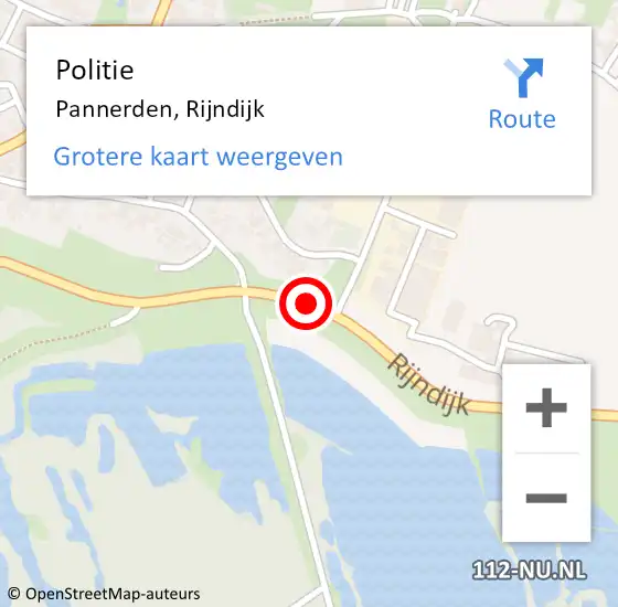 Locatie op kaart van de 112 melding: Politie Pannerden, Rijndijk op 31 maart 2018 18:50