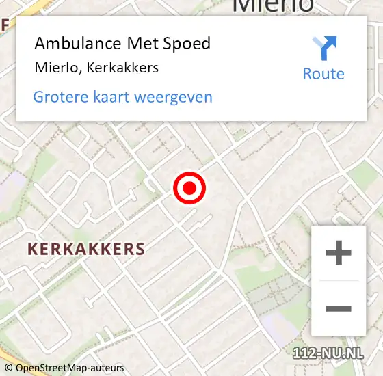 Locatie op kaart van de 112 melding: Ambulance Met Spoed Naar Mierlo, Kerkakkers op 31 maart 2018 19:42